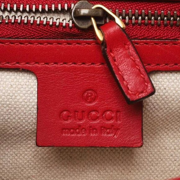Gucci Red Leather Peony Medium Eye Chain Shoulder Bag - Picture 7 of 11